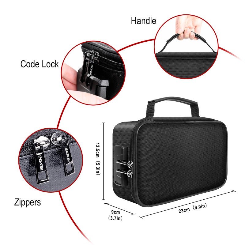 ENGPOW Small Fireproof Bag with Lock,Fireproof Soft Money Organizer Case (9x 5.3 x 3.7 inches),3-Layer Cash Safe Coin Organizer Bag Set Storage for Valuables-Currency,Keys,Card,Passport(2 Pack) - Image 5